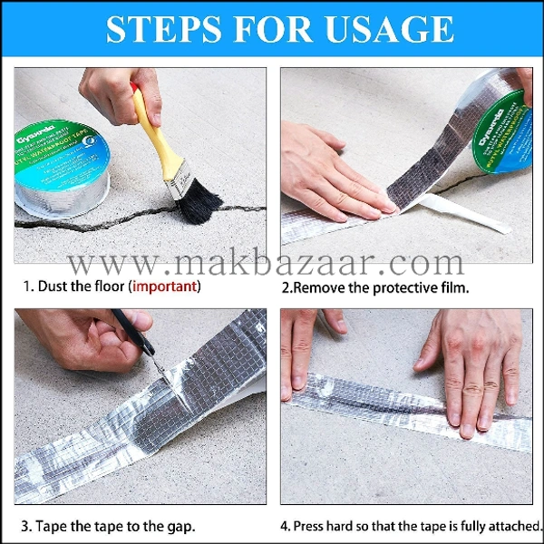 Aluminium Foil Tape Self adhesive UV Protection External Aluminium Foil Suitable for Roof Leak, Surface Crack, Window Sill Gap, Pipe Rupture Boat Sealing Home Renovation.. (Multi Color) {Length- 5 Meter